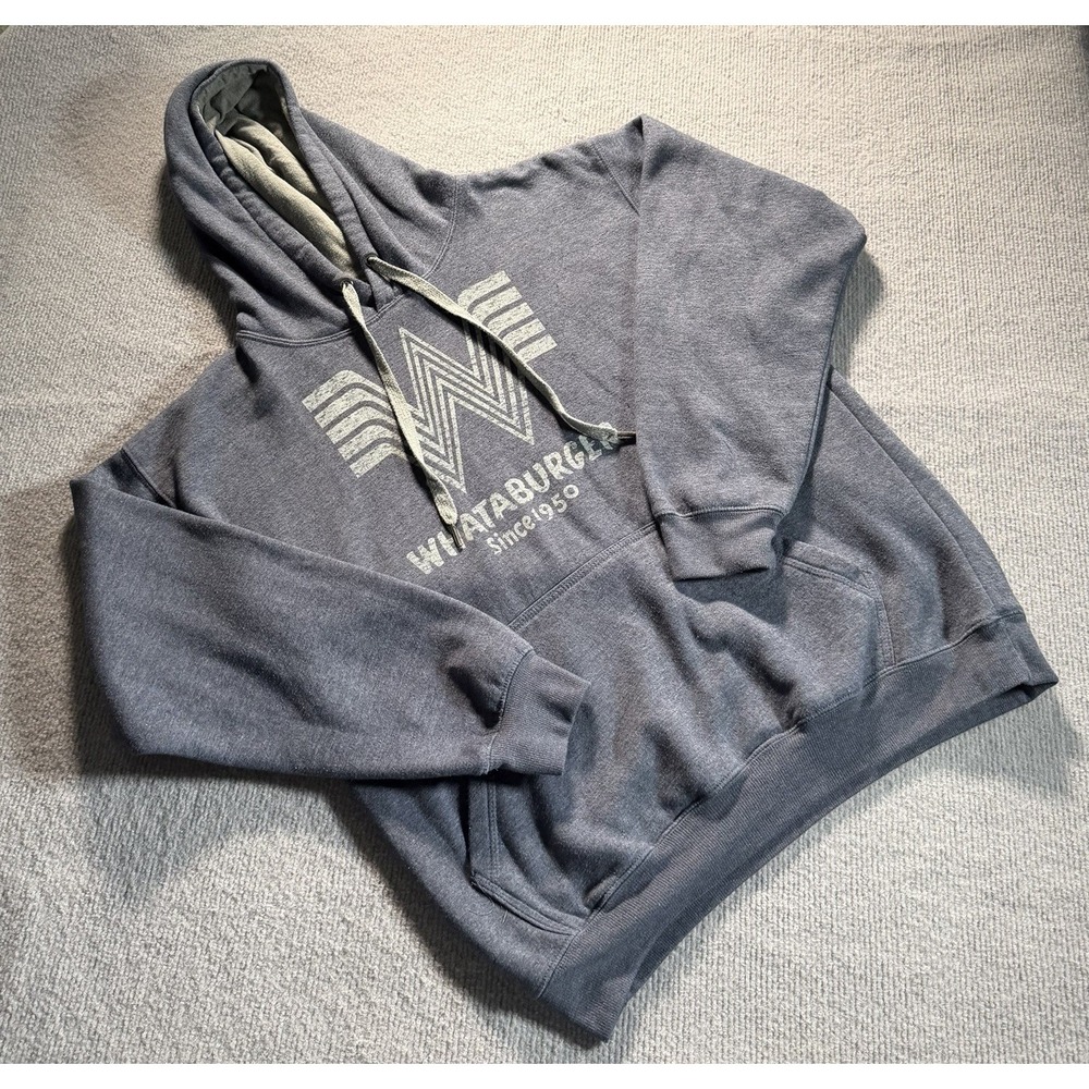 Whataburger Hoodie Mens Medium Blue Fleece Texas‎ Logo